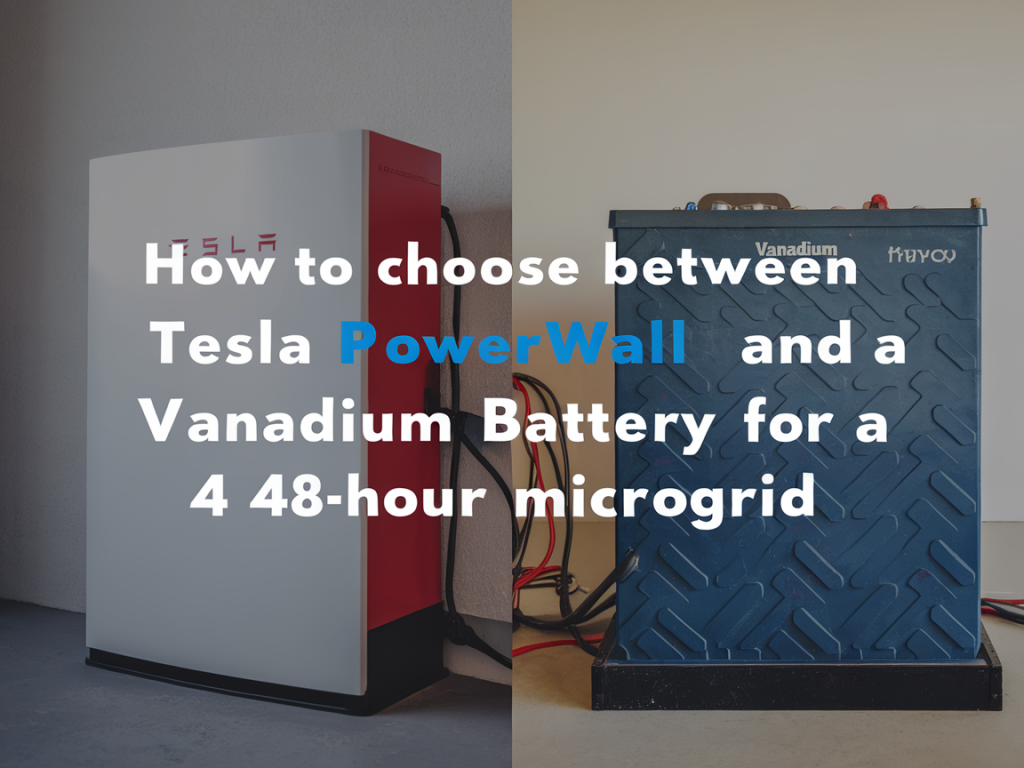 Comment choisir entre une powerwall tesla et une batterie vanadium pour tenir 48 heures en microgrid ?